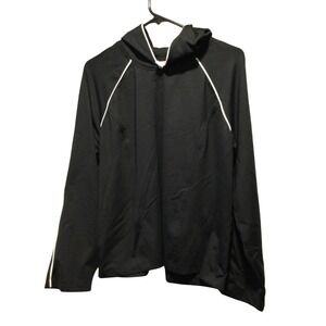 Style&co sport Black Sport Hooded Jacket White Trim‎ Athletic Activewear XL